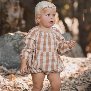 rylee and cru cinnamon check bubble romper